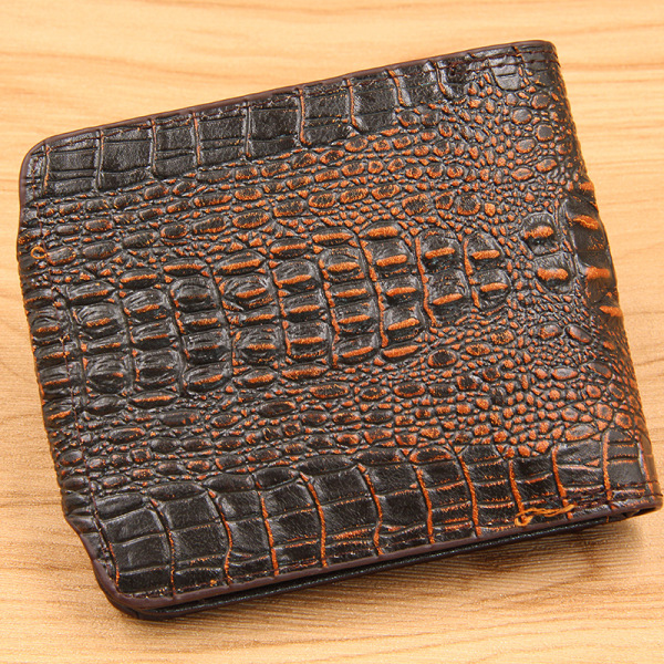 crocodile pattern wallet men's short -(Deep Brown) - Image 2