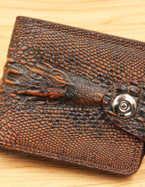 crocodile pattern wallet men's short -(Deep Brown)