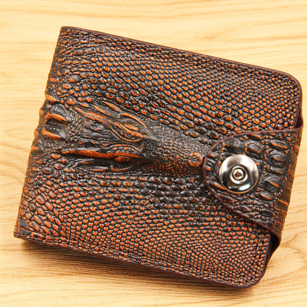 crocodile pattern wallet men's short -(Deep Brown)